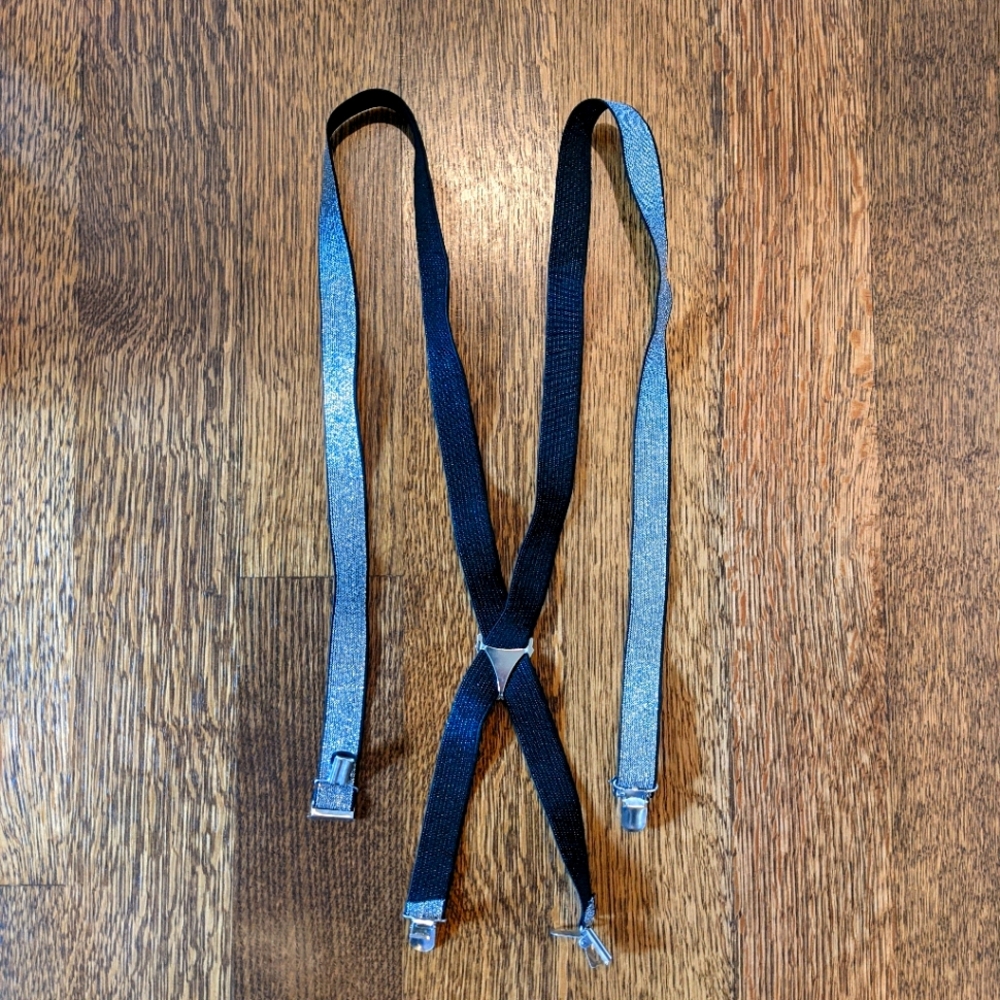 Metallic Silver Burning Man Suspenders